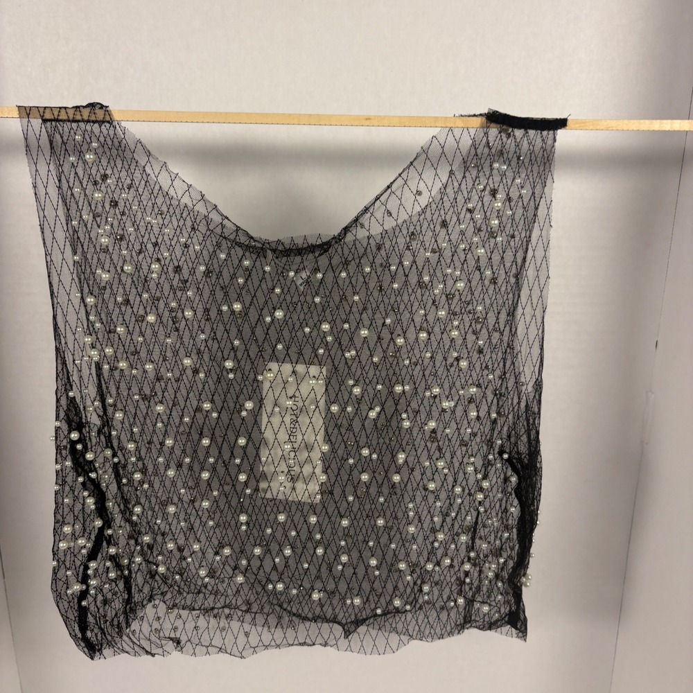 Hot & Delicious Black Mesh Pearl Rhinestone Tank Top HGT1057 Large NWT